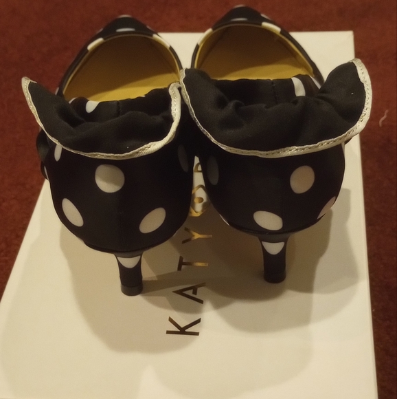 NWT Katy Perry Aileen Polka Dot Satin white/black 7.5 - Picture 5 of 8